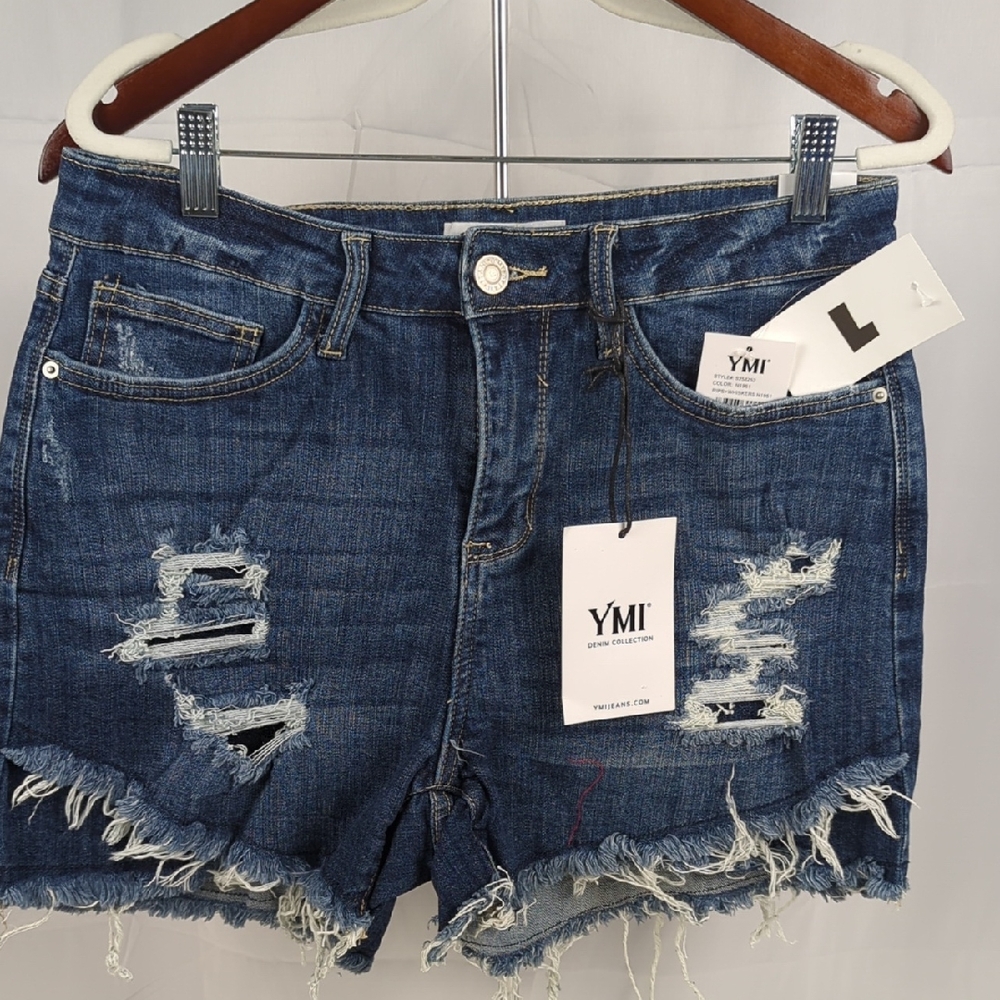 YMI Distressed Denim Jean Shorts - Blue